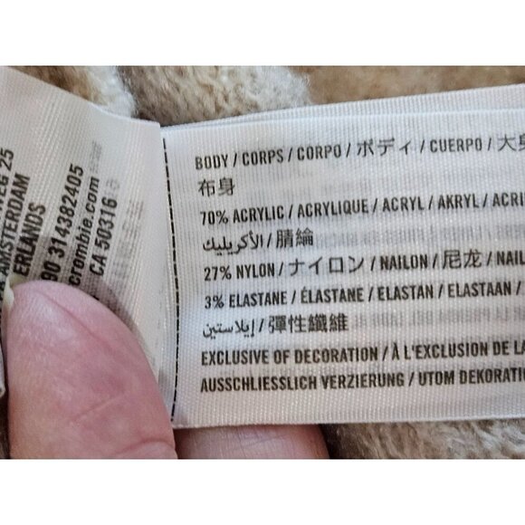 Abercrombie & Fitch Size Small Beige Tan Zebra Print Sweater Animal Scoop Neck - Picture 10 of 10